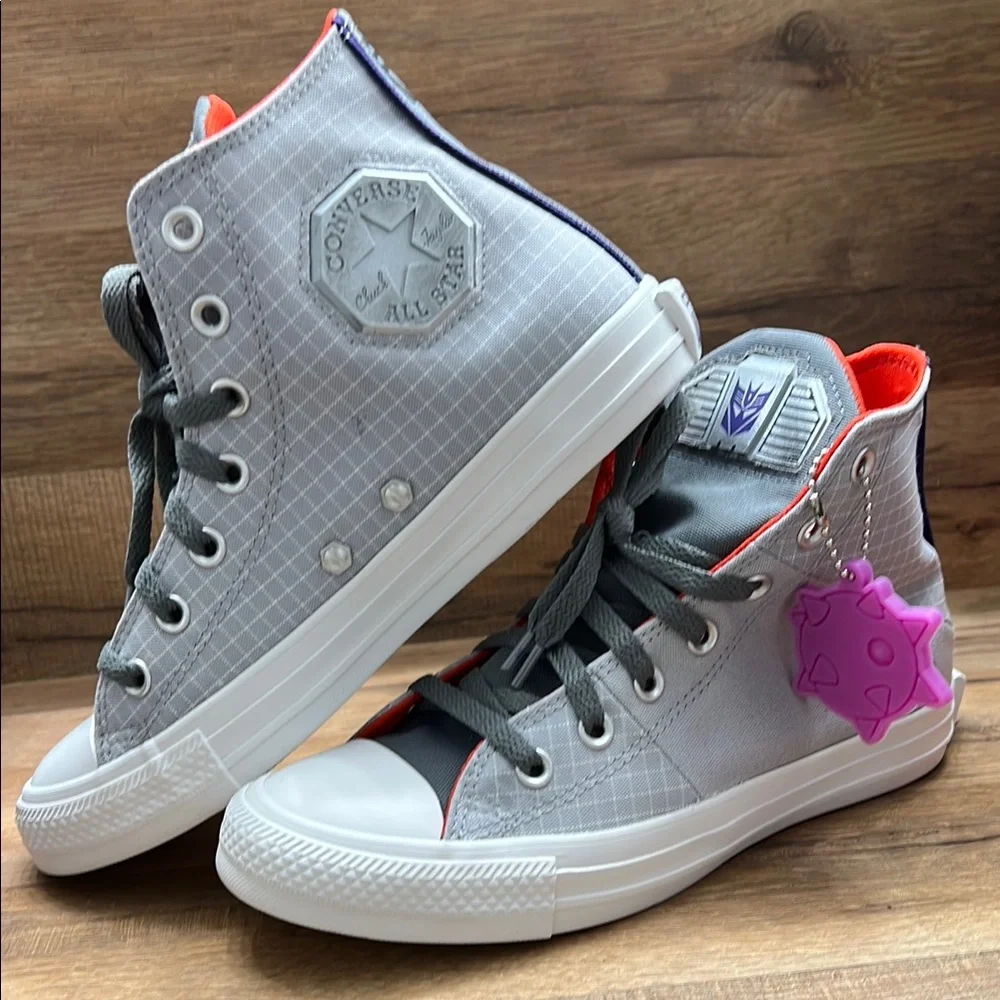Converse Gray and Orange High-Tops